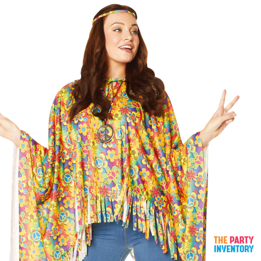 Adult Flower Power Hippie Poncho