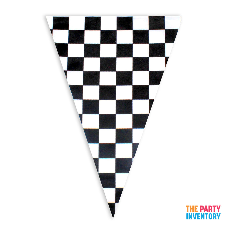Black and White Checkered Triangle Bunting Flags