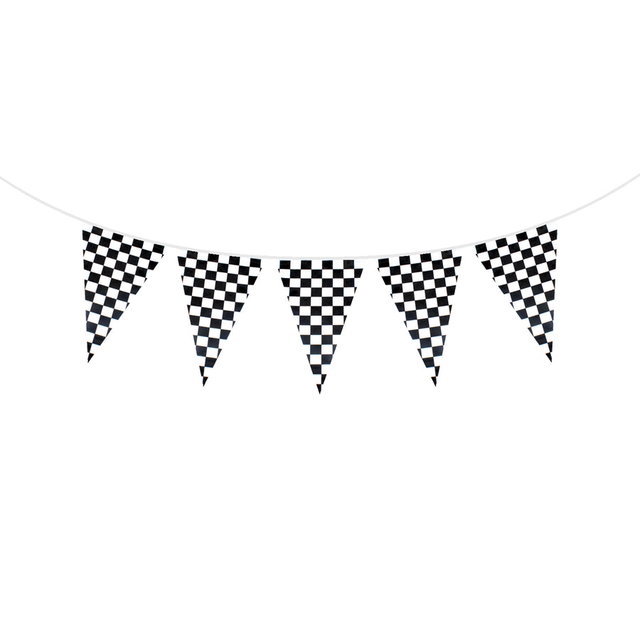 Black and White Checkered Triangle Bunting Flags