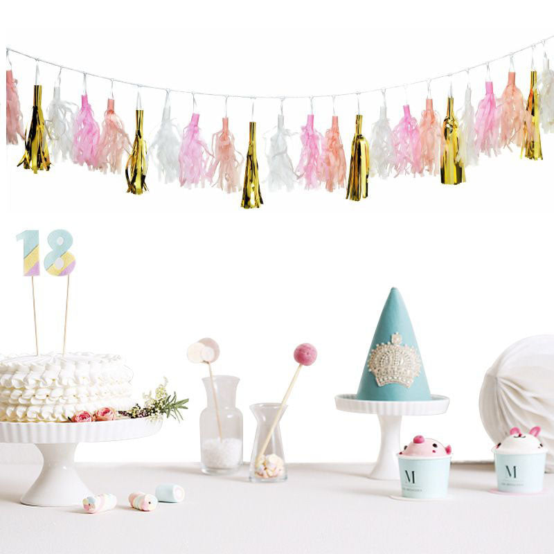 Pink and Gold Tassel Garland