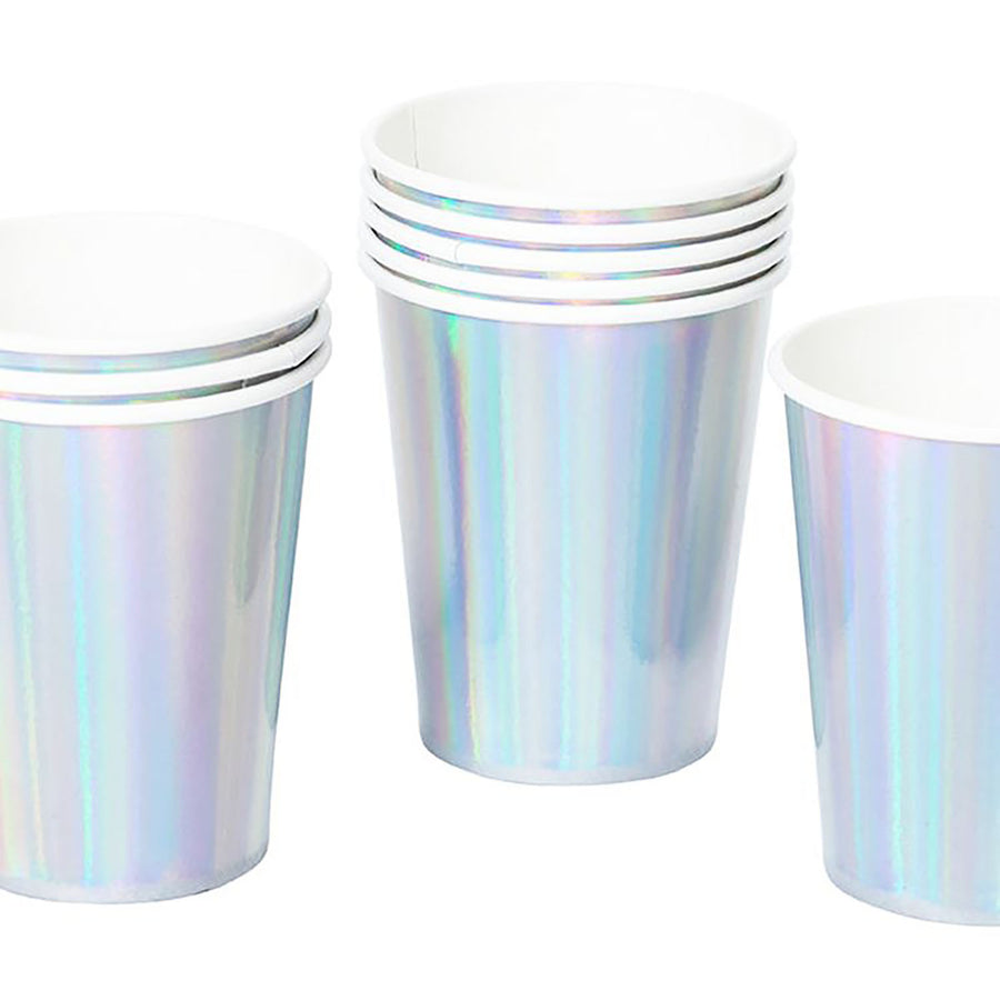 Iridescent Silver Paper Cups (6pk)