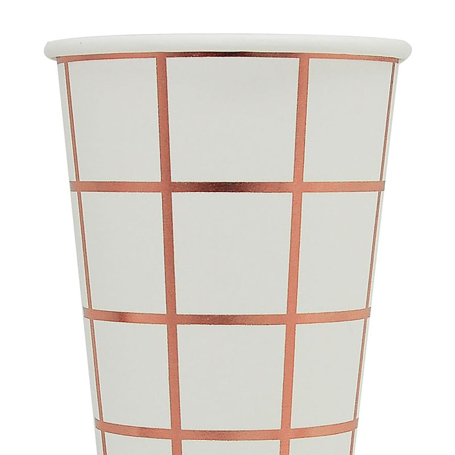 Rose Gold Grid Paper Cups 6pk