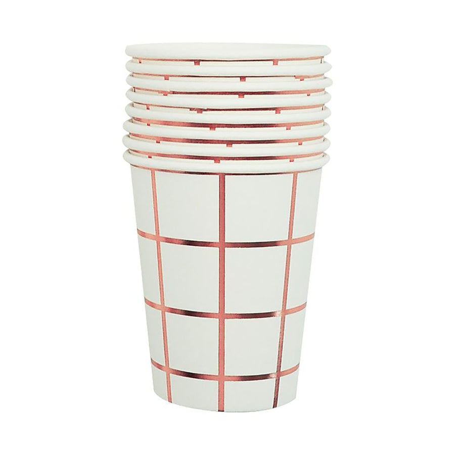 Rose Gold Grid Paper Cups 6pk