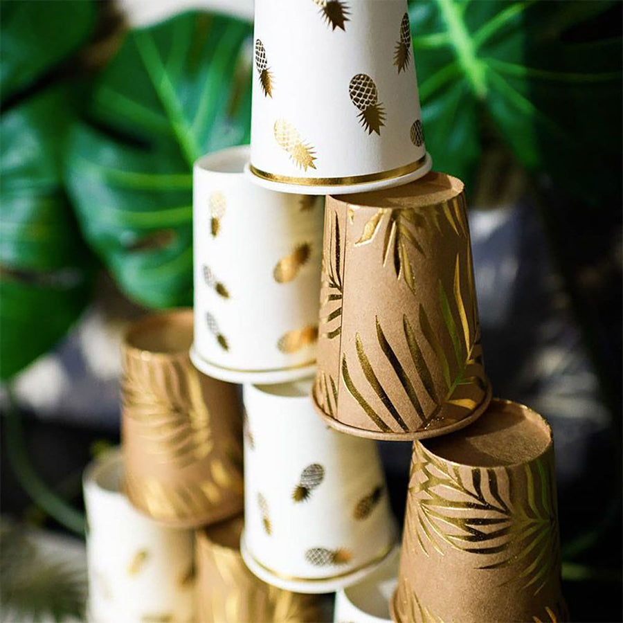 Brown Craft Paper Cups with Gold Leaf Foil (6pk)