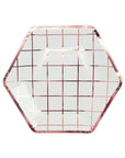 Hexagon Paper Plates with Rose Gold Grid (6pk)