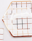 Hexagon Paper Plates with Rose Gold Grid (6pk)
