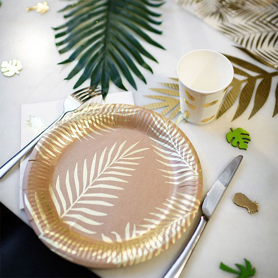 Brown Craft Paper Plates with Gold leaf foil (6pk)