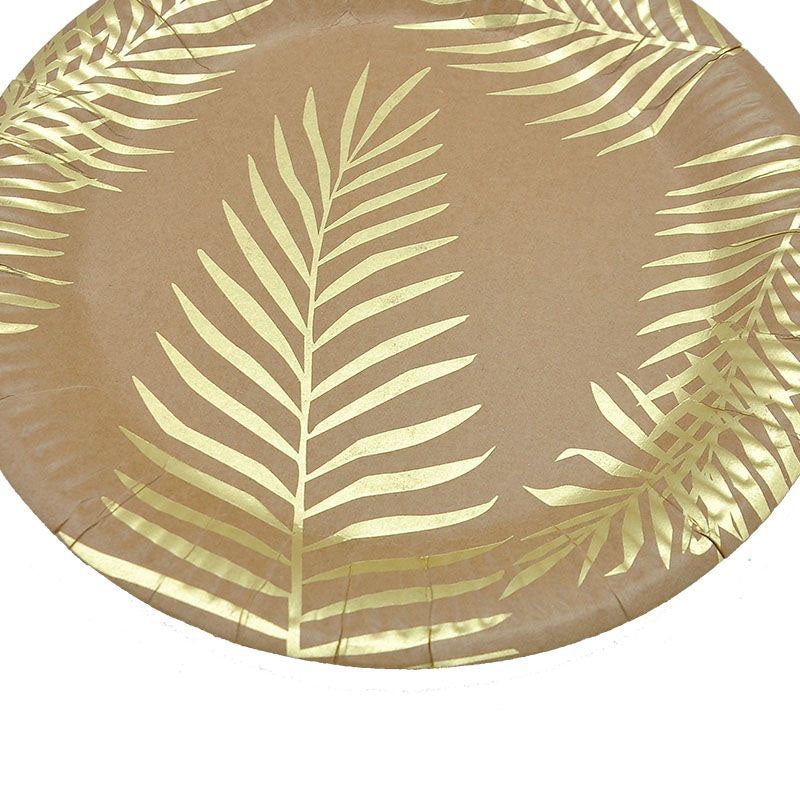 Brown Craft Paper Plates with Gold leaf foil (6pk)
