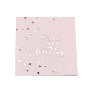 Rose Gold Happy Birthday Napkins 16pk