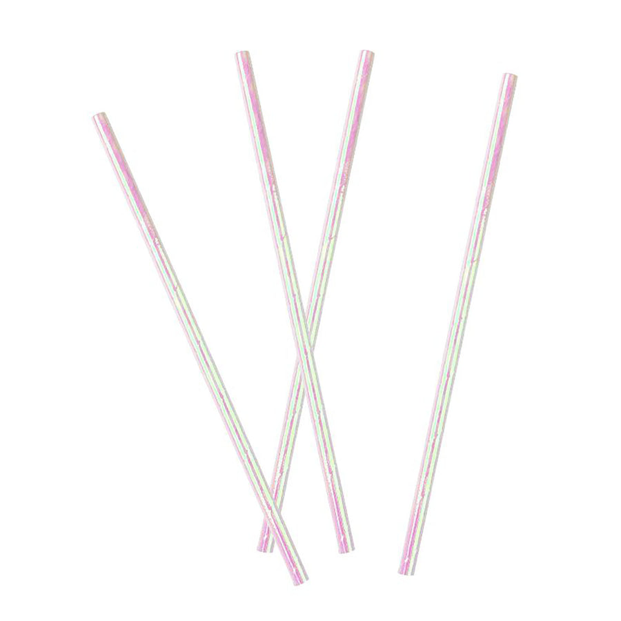 Iridescent Pink Paper Straws (20pk)