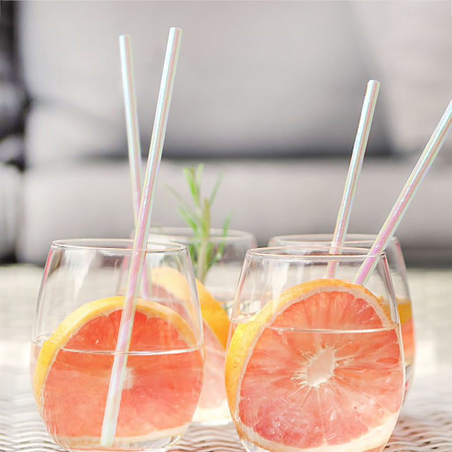 Iridescent Pink Paper Straws (20pk)