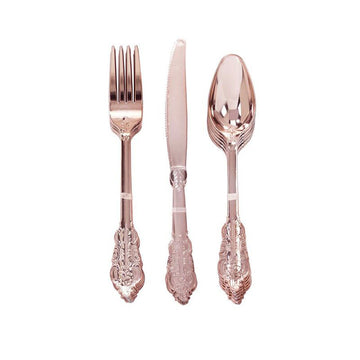 Deluxe Plastic Cutlery Set (Rose Gold)