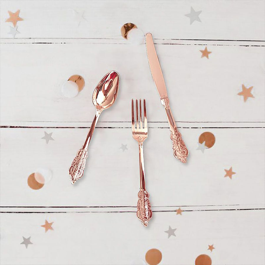 Deluxe Plastic Cutlery Set (Rose Gold)