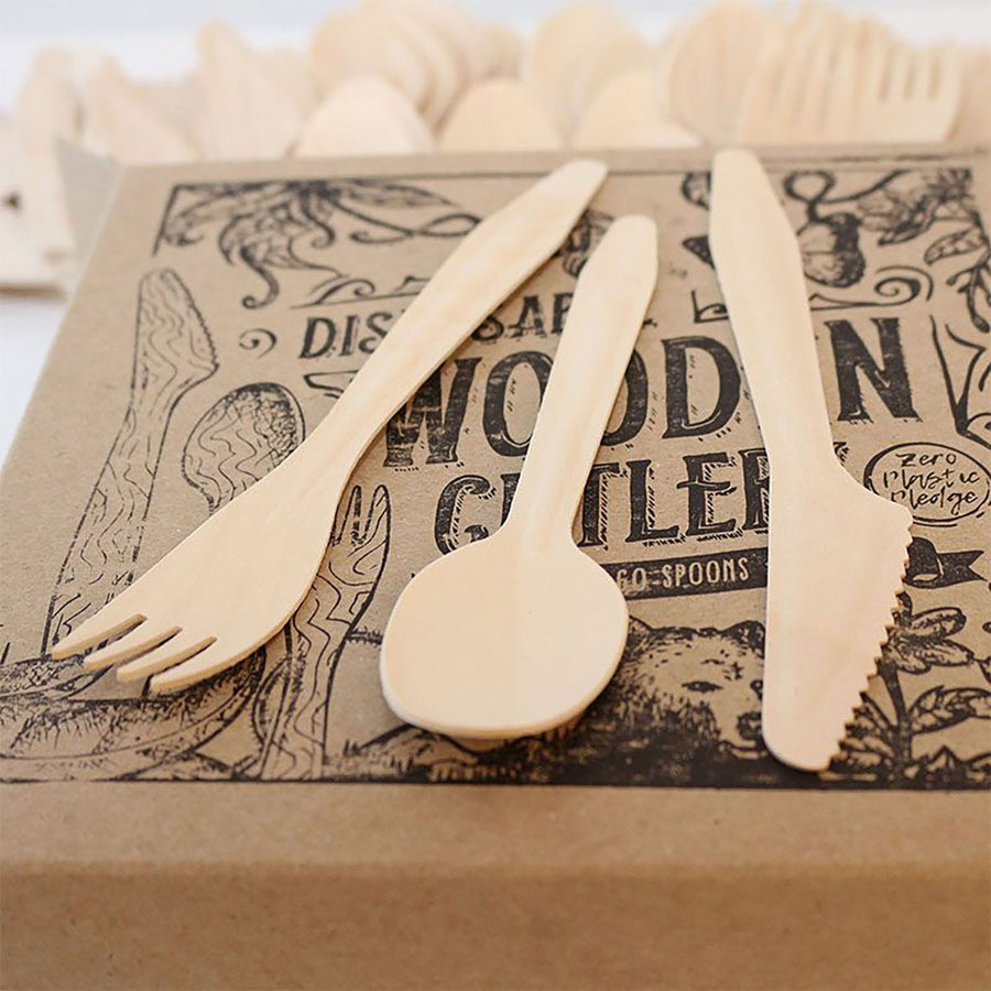 Rustic Wooden Cutlery Set (12pk)