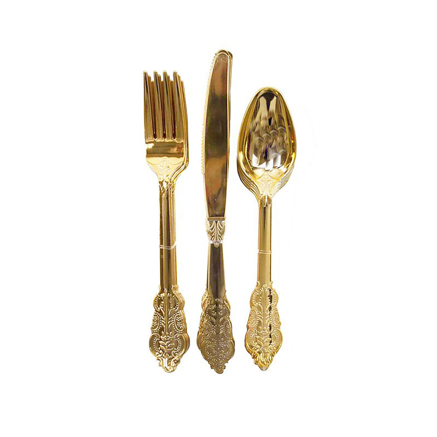 Deluxe Plastic Cutlery Set (Gold)
