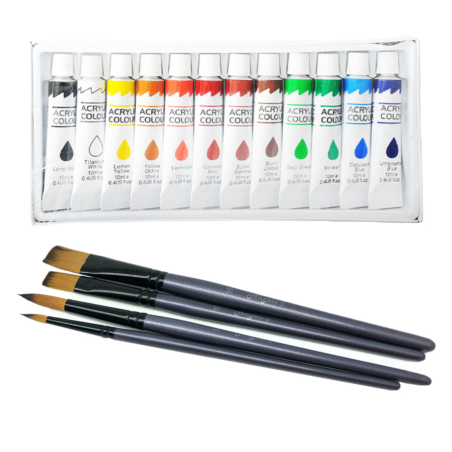 Acrylic Colour Paint & Brush Set