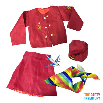 Children Flight Attendant Costume and Accessories Kit