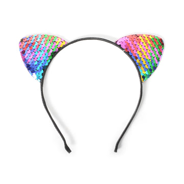 Sequin Rainbow Cat Ears Headband