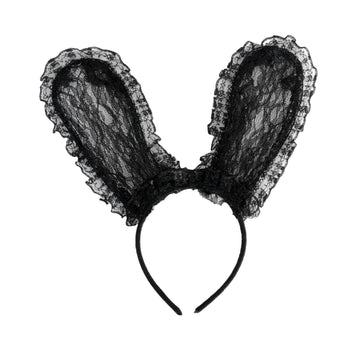Black Lace Bunny Headband