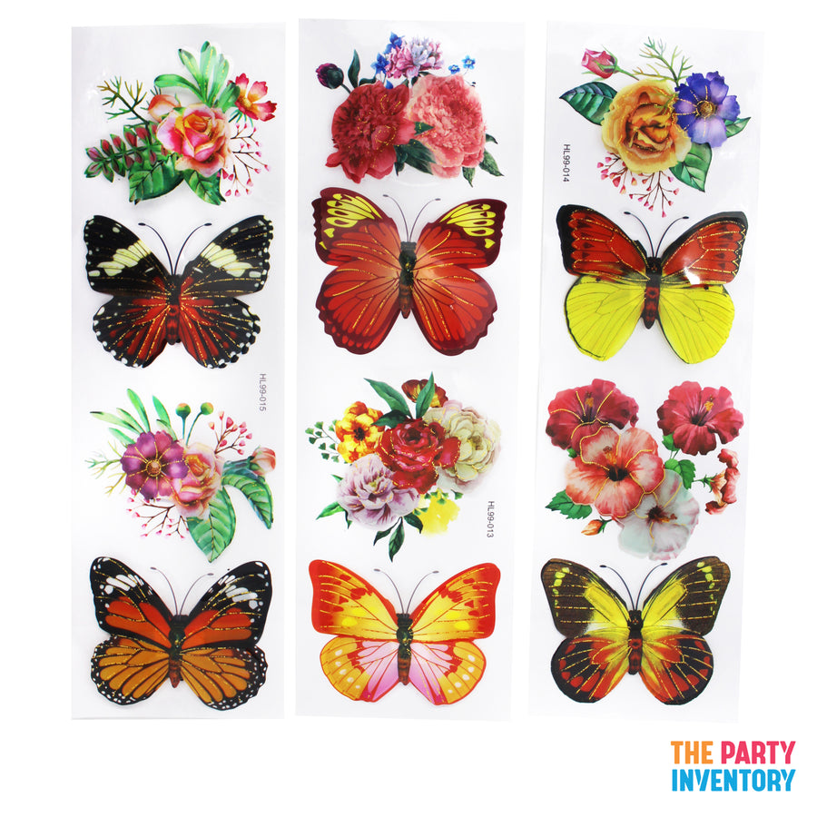 Jumbo Flowers & Butterflies 3D Stickers (Assorted)