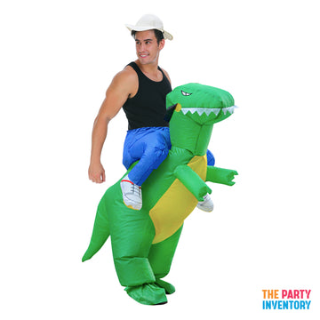 Adult Inflatable Green Dinosaur Rider Costume