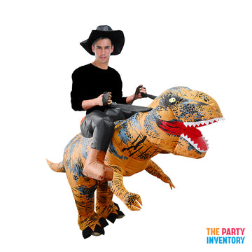 Adult Inflatable Brown Dinosaur Rider Costume