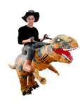 Adult Inflatable Brown Dinosaur Rider Costume