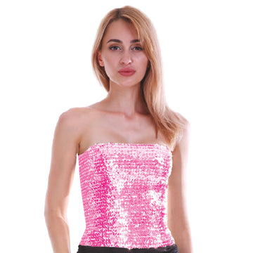 Adult Sequin Bandeau Tube Top (Light Pink)