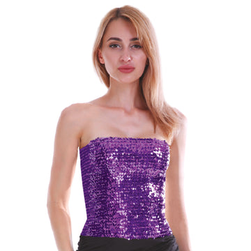 Adult Sequin Bandeau Tube Top (Purple)