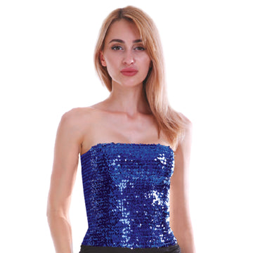 Adult Sequin Bandeau Tube Top (Dark Blue)