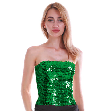 Adult Sequin Bandeau Tube Top (Green)