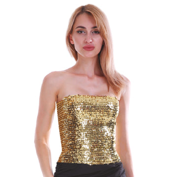 Adult Sequin Bandeau Tube Top (Gold)