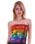Adult Sequin Bandeau Tube Top (Rainbow)
