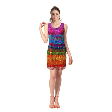 Adult Rainbow Sequin Fringe Dress