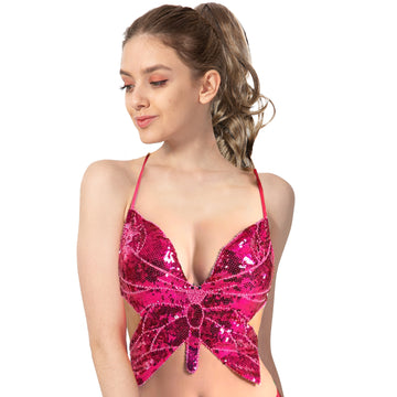 Sequin Butterfly Top (Hot Pink)