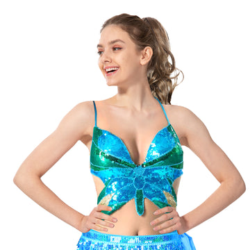 Sequin Butterfly Top (Blue)