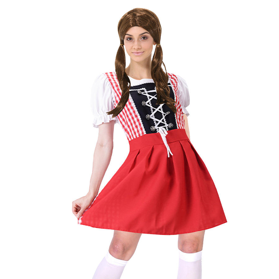 Adult Beer Girl Red Checkered Costume
