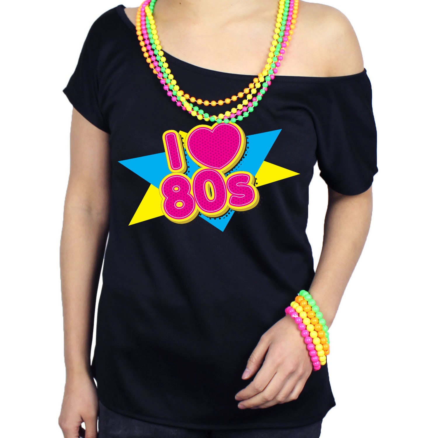 Adult Ladies I heart 80s Printed T-Shirt