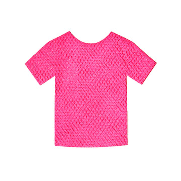 Short Sleeve Fishnet Top (Hot Pink)