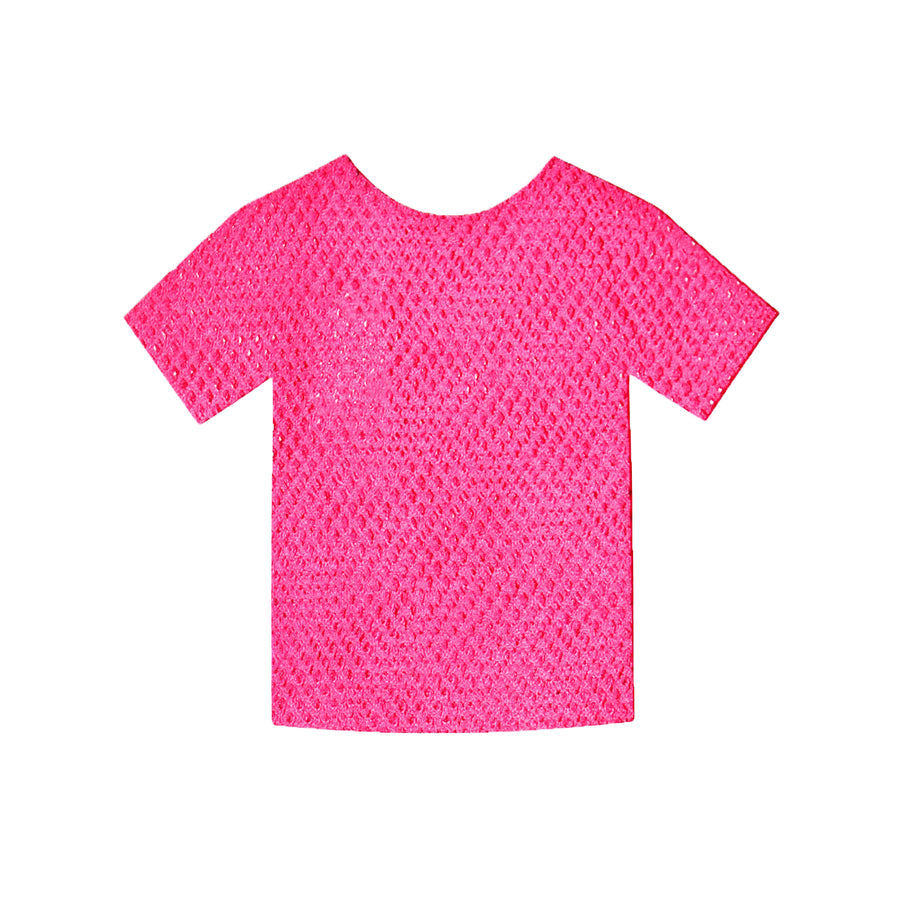 Short Sleeve Fishnet Top (Hot Pink)