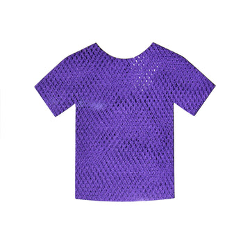 Short Sleeve Fishnet Top (Purple)