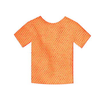 Short Sleeve Fishnet Top (Orange)