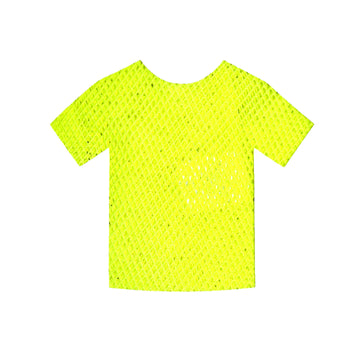 Short Sleeve Fishnet Top (Yellow)