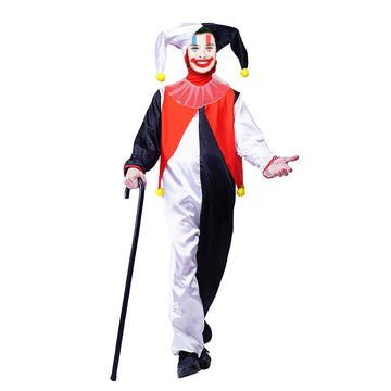Adult Black and White Jester Costume