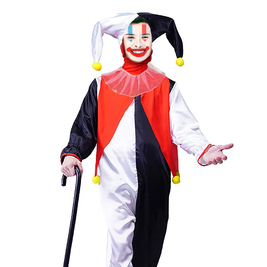 Adult Black and White Jester Costume
