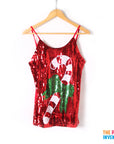 Adult Christmas Sequin Singlet (Candy Cane)