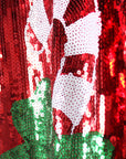 Adult Christmas Sequin Singlet (Candy Cane)