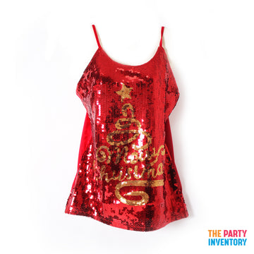 Adult Christmas Sequin Singlet (Gold Merry Christmas)