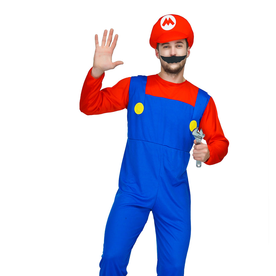 Adult Green Luigi & Red Mario Couple Costume Set