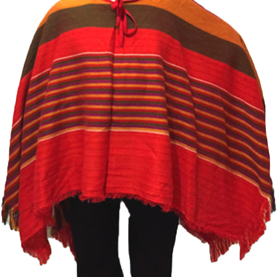 Adult Mexican Poncho Costume (Red Thick Stripe)